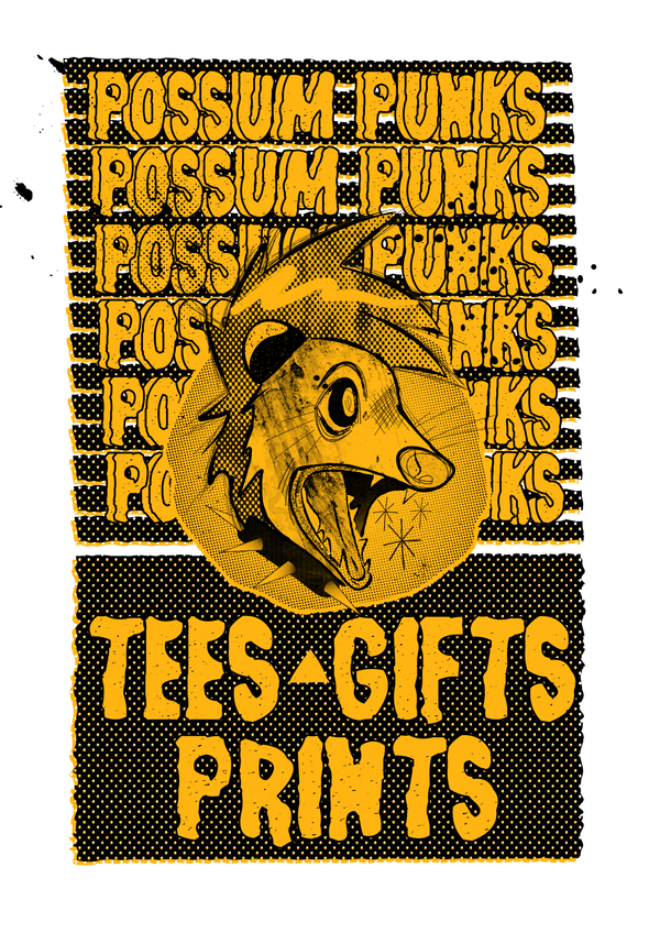 Retro Style Possum Punk. Tees, Prints, Gifts